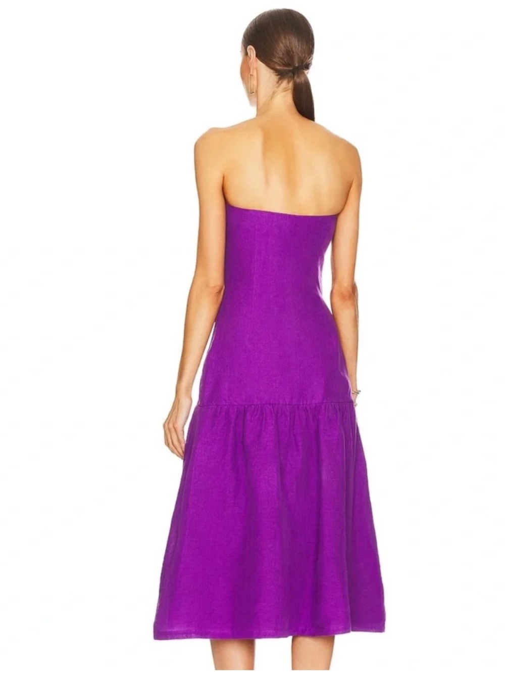 Adriana Degreas fantasy Strapless Purple Midi Dress with Double Bow Cutouts - Picture 3 of 8